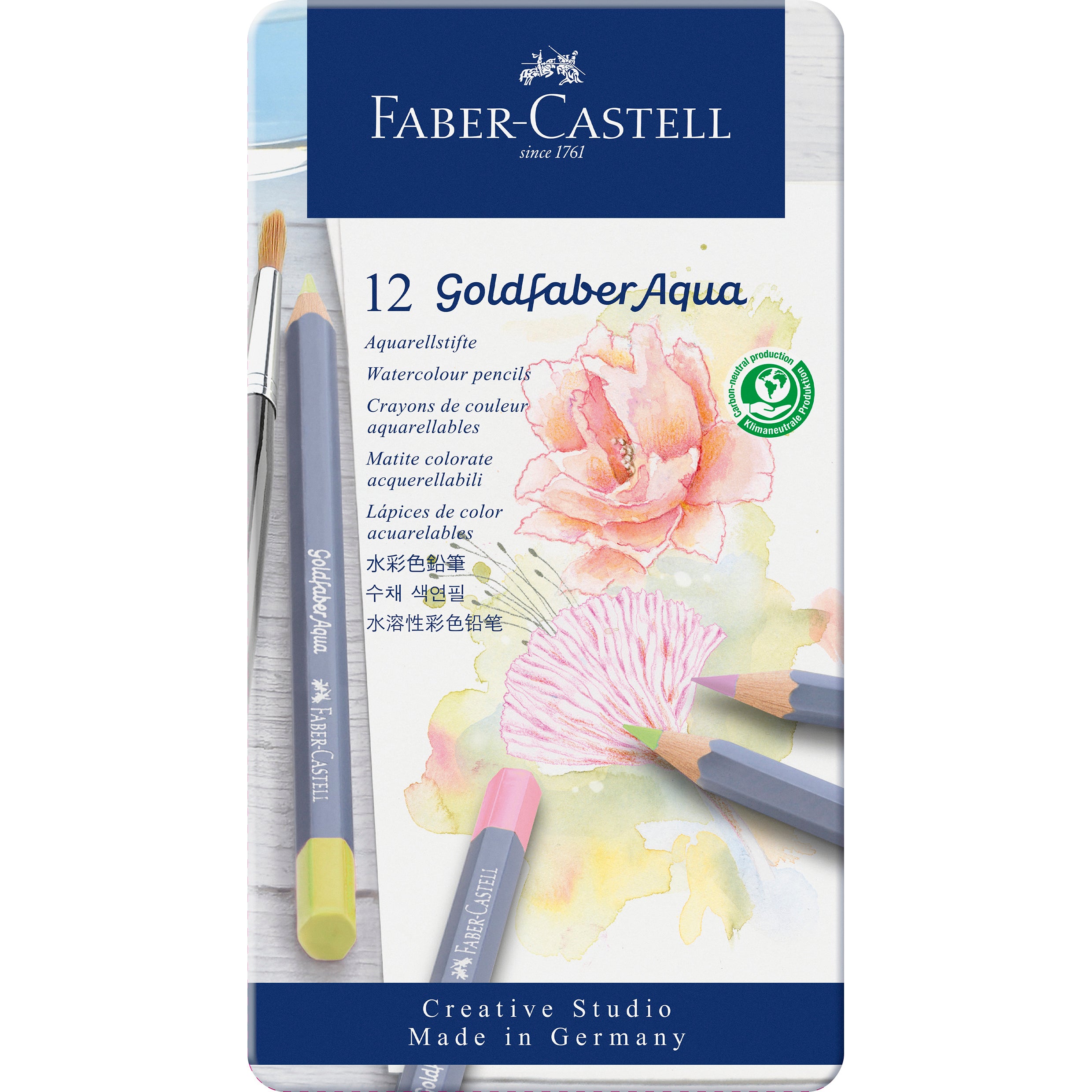 CREIOANE COLORATE AQUARELLE 12 CULORI PASTEL GOLDFABER CUT. METAL FABER CASTELL CREIOANE COLORATE AQUARELLE 12 CULORI PASTEL GOLDFABER CUT. METAL FABER CASTELL